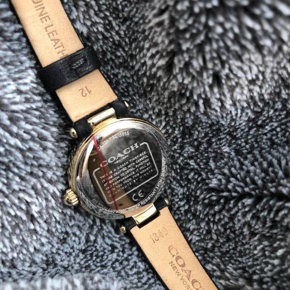 COACH Park Petite Watch Gold Stainless Steel Black Suede Strap Buckle Adjustable main image 5